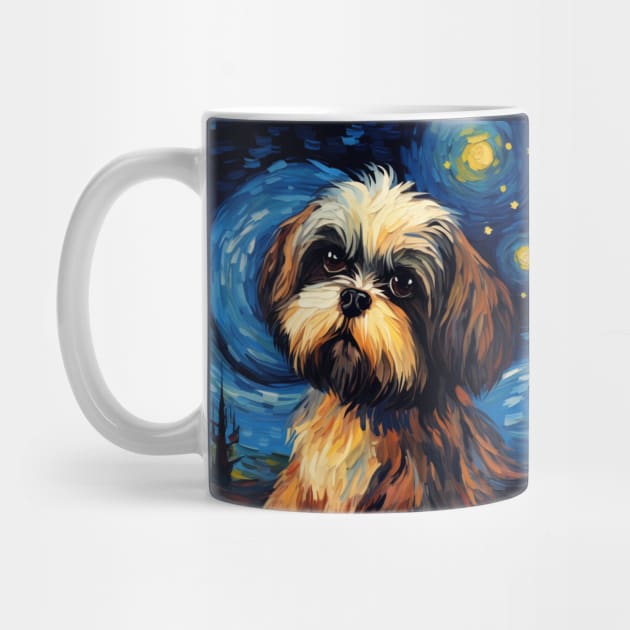 Dark Brown Shih Tzu Night by NatashaCuteShop